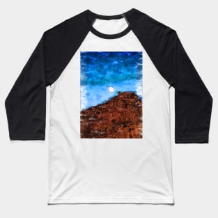 Full Moon In Blue Sky Over Mountain. For Moon Lovers Baseball T-Shirt